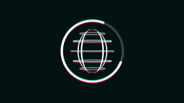 Sphere Logo Icon With Technology Glitch Fx/ 4k animation of an abstract corporate brand sphere logo icon with glitch textures and digital artefacts and noise effects