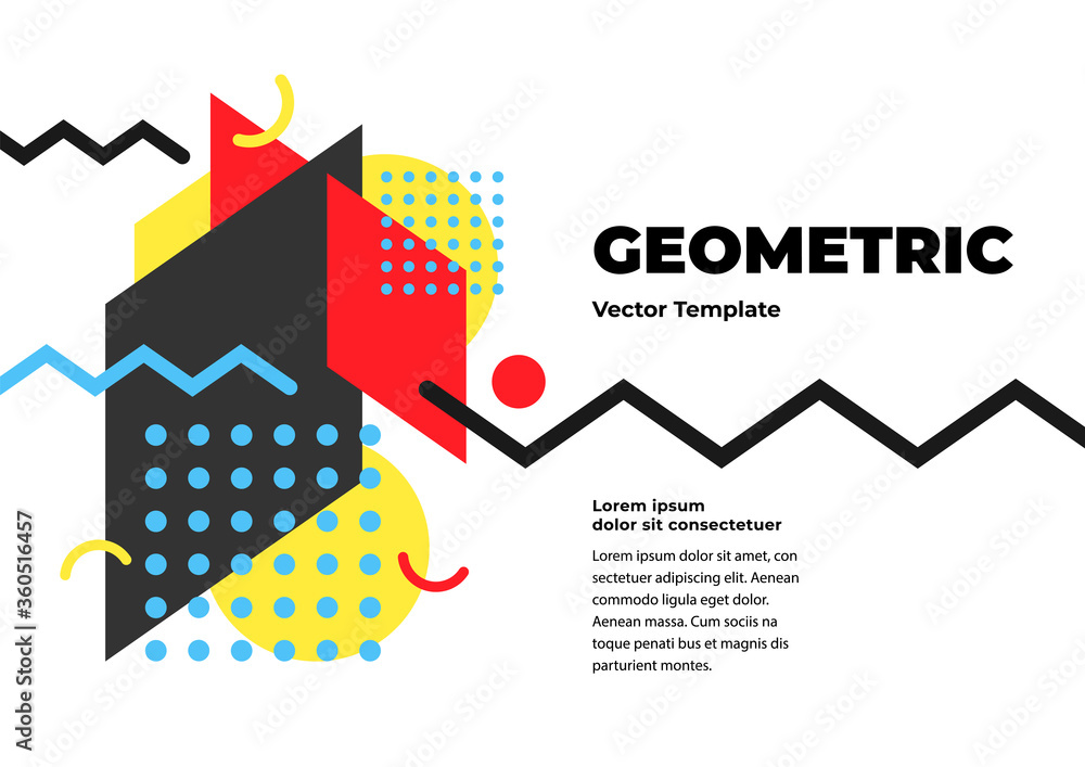 Fototapete Modern creative geometric abstract background with copy space. Dynamic geometric shapes compositions, Flat and clean style, Applicable for any graphic works.