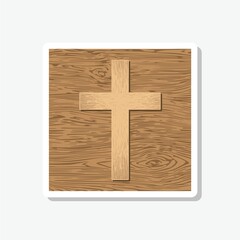 Christian cross sticker icon isolated on gray background