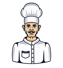 Cook in cartoon colored style vector illustration