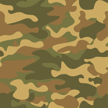 Seamless camouflage pattern. Khaki texture, vector illustration. Camo print background. Abstract military style backdrop for your design
