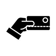 hand with credit card silhouette style icon