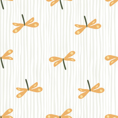 Cute dragonfly seamless pattern. Childish background.Dragonflies wallpaper. Scandinavian style.