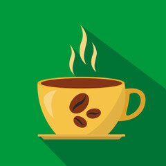 Cup of hot coffee cartoon flat icon. Brazil. Vector illustration.