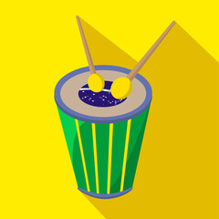 Brazilian drum cartoon flat icon. Brazil. Vector illustration.