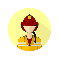 vector illustration of the female firefighter avatar icon