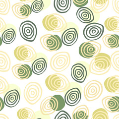 Abstract spirals seamless pattern on white background. Hand drawn vector wallpaper. Artistic backdrop. Circle shape. Line drawing.