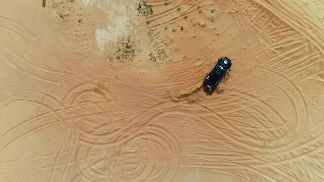 Aerial FPV in Dubai Desert Safari in deep Desert, Sand bashing in Arabian desert