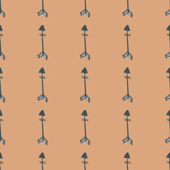 Geometric hand drawn arrows seamless pattern. Tribal endless wallpaper in doodle style.