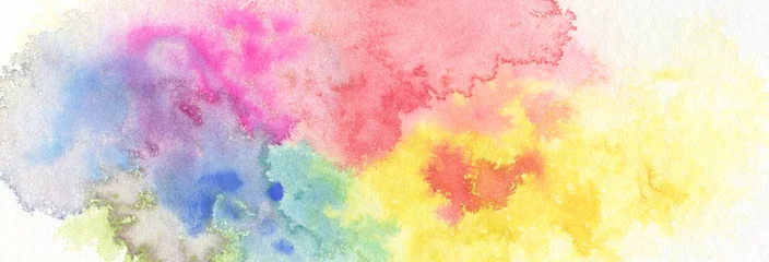 Poster Abstract color watercolor cloud and ink blot painted background. © Liliia