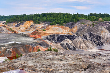 colorful industrial landscape - old kaolin quarry