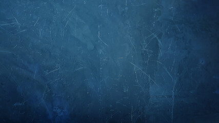 old blue gradient plaster concrete wall background. aged wall with scratched and holes but seem smooth.