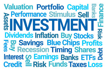 Investment Word Cloud on White Background