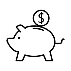 piggy savings line style icon