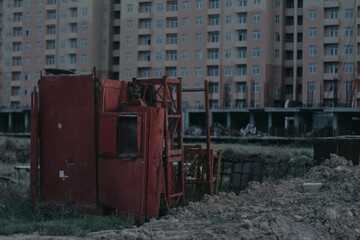 Fototapeta na wymiar Red iron box background. Industrial background.