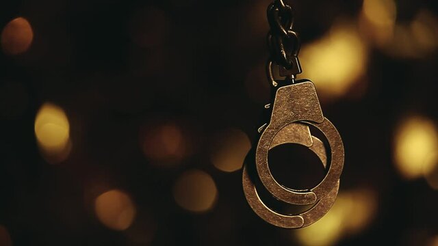 footage of handcuff dark background 