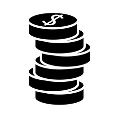 pile coins money dollars silhouette style