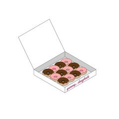 Isometric Box Of Glazed Doughnuts
