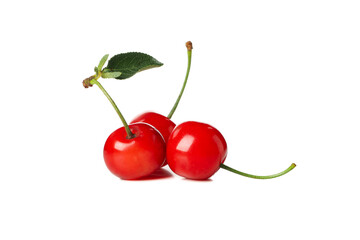 Fresh red cherry isolated on white background