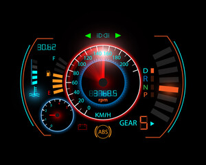 Speedometer movement background with speedometer