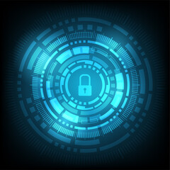 Abstract technology and security with lock icon on black background vector illustration.