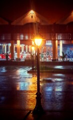 lamp at rainy night