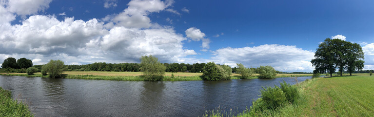 Panorama from the river Vecht in Overijssel
