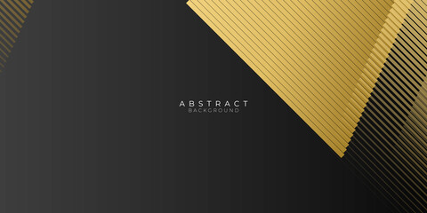 Abstract template black neutral carbon geometric diagonal with golden gold lines stripe border on black background