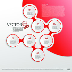 Modern infographics. Layout for the business plan. New project. Seven steps of development. Web design element. Graphic information. Marketing. Vector illustration.