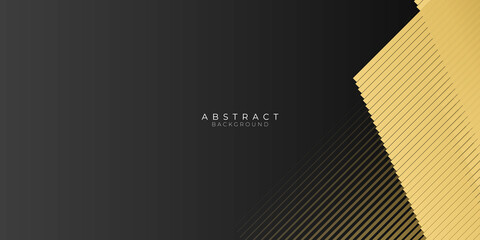 Abstract template black neutral carbon geometric diagonal with golden gold lines stripe border on black background