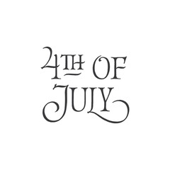 4th of July lettering text. Hand drawn calligraphy design for Independence Day celebration. United States of America national holiday.