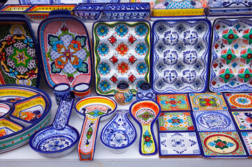 Colorful ceramics for sale in Isla Mujeres, Mexico
