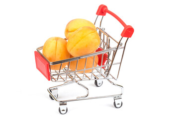 Shopping cart of apricots