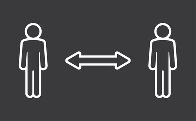 Keep your distance. Social preventive measure for coronavirus prevention. Warning sign with person icon.