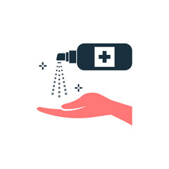 A hand with a sanitilizer vector