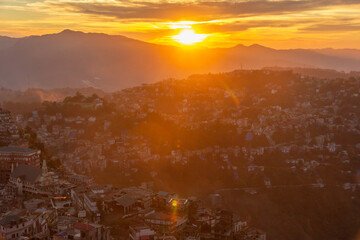 Sunset colors in the city of Aizawl in Northeast India