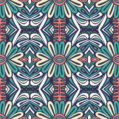 Abstract festive colorful floral vector ethnic tribal pattern