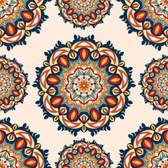 Elegant vintage vector with colorful ornament in classic style. Abstract traditional pattern with oriental elements. Classic vintage pattern, vector illustration, Eps 10.