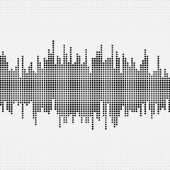 Music halftone waveform background. Audio equalizer technology. Vector and illustration.