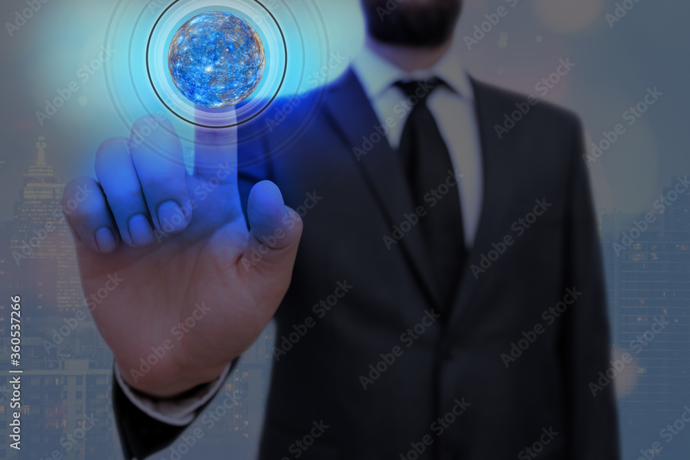 Poster futuristic icons distant solar system showing global technology networks. elements of this image fur