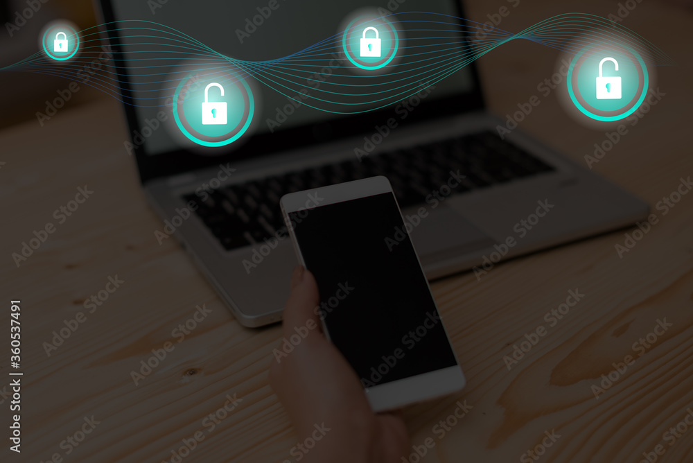 Poster graphics padlock for web data information security application system