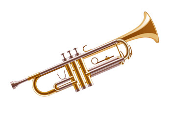 Obraz na płótnie Canvas Trumpet isolated on white. High quality details. Vector illustration.
