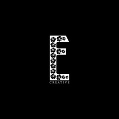 Hibiscus concept flat E letter multipurpose logo design