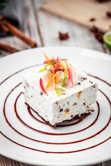 Dessert candied fruit cheesecake decorated plate