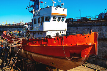 ship repair in the dock