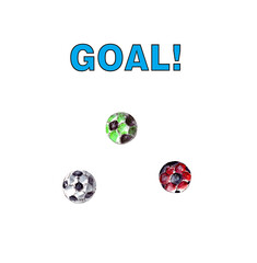 Fototapeta premium watercolor illustration. a set of soccer balls of different colors. isolated on a white background