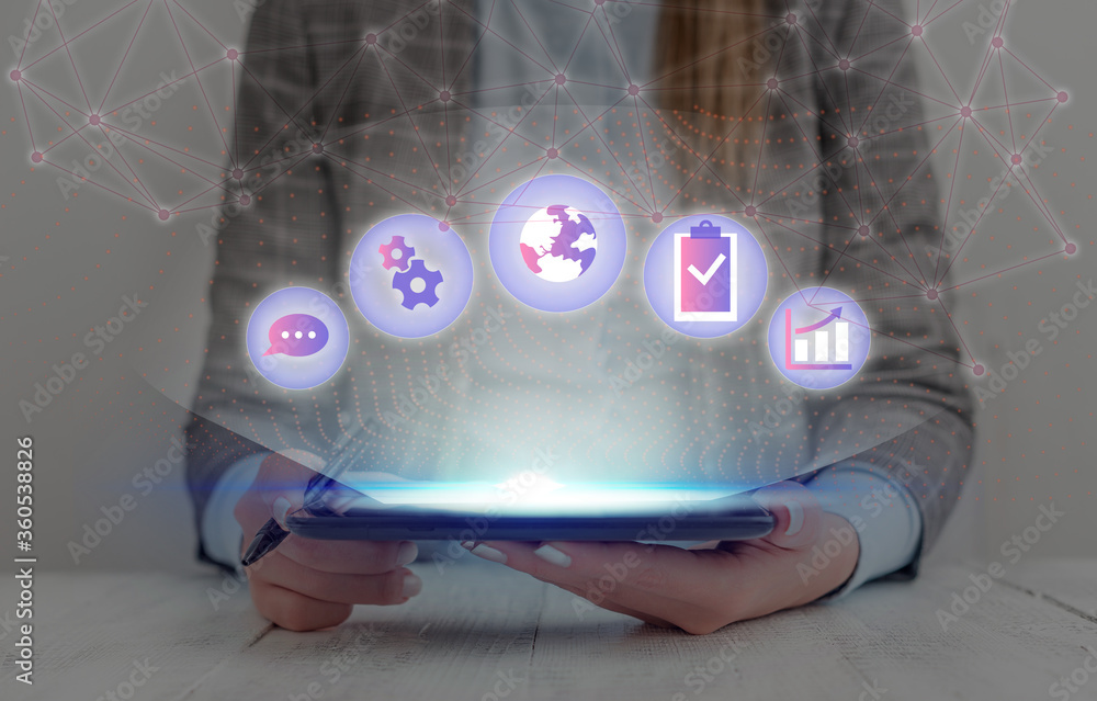 Poster information digital technology network connection infographic elements icon