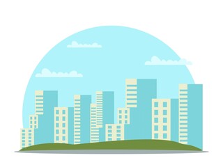 Vector cityscape with high skyscraper building