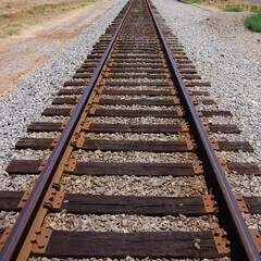 Fototapeta na wymiar Perspective view of some straight railroad tracks