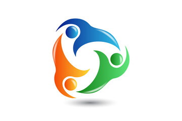 Naklejka premium Logo teamwork partners business people vector image 
